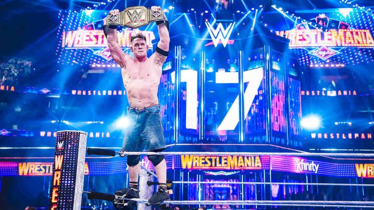 John Cena Celebrating His Historic 17-Time WWE Championship Win